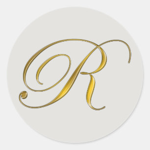 Gold Monogram R Envelope Seal Sticker