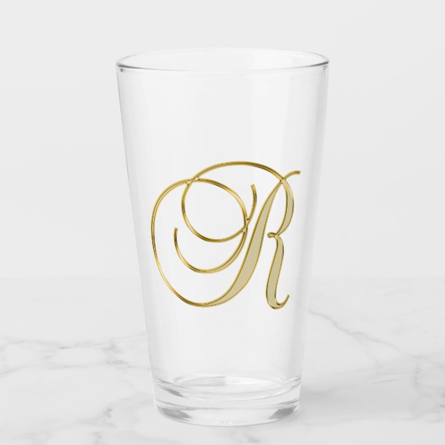 Gold Monogram R Glass (Front)