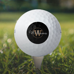 Gold Monogram Script Name Elegant Golf Balls