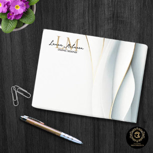 Gold Monogram Script Name Professional Post-it Notes