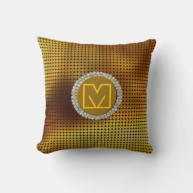 Gold Monogram Sequin Cushion (Front)