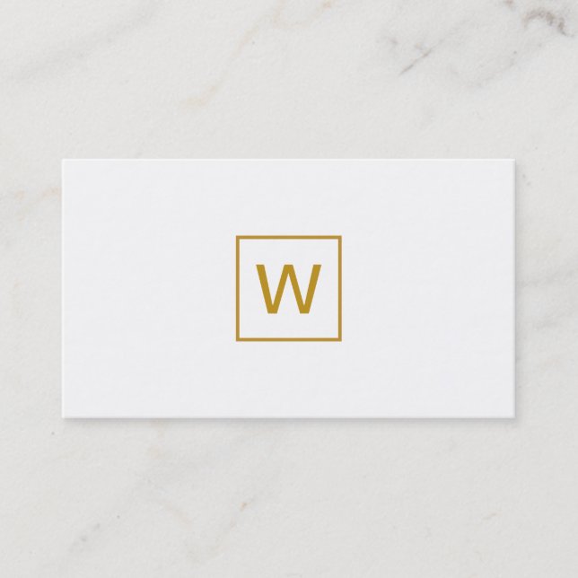 Gold Monogram Square Business Card (Front)