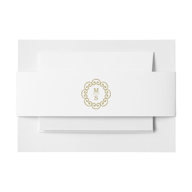 Gold Monogram Sticker or Monogram Wedding Seals Invitation Belly Band (Front Example)