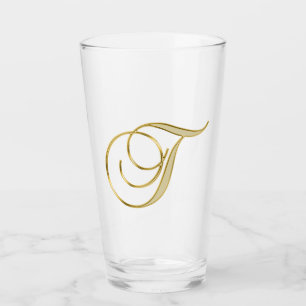 Gold Monogram T Glass