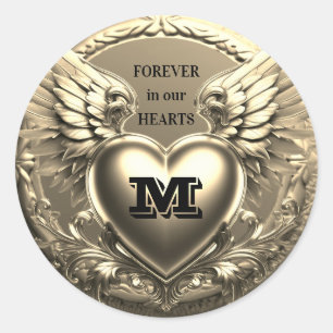 Gold Monogram Template Classic Round Sticker