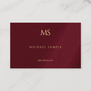 Gold Monogram Text Bordeaux Template Elegant Business Card