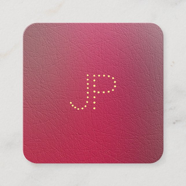 Gold Monogram Textured Structured Look Template Square Business Card (Front)