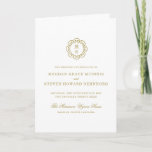 Gold Monogram Traditional Catholic Wedding Program Card<br><div class="desc">Create your own Gold Monogram Traditional Catholic Wedding Program by inputting your information in the fields provided. Delete any fields that don't relate to your special day.

TIPS
Be sure to check "Remove Independent Creator Credit" so the QR code on the bottom back does not appear.</div>