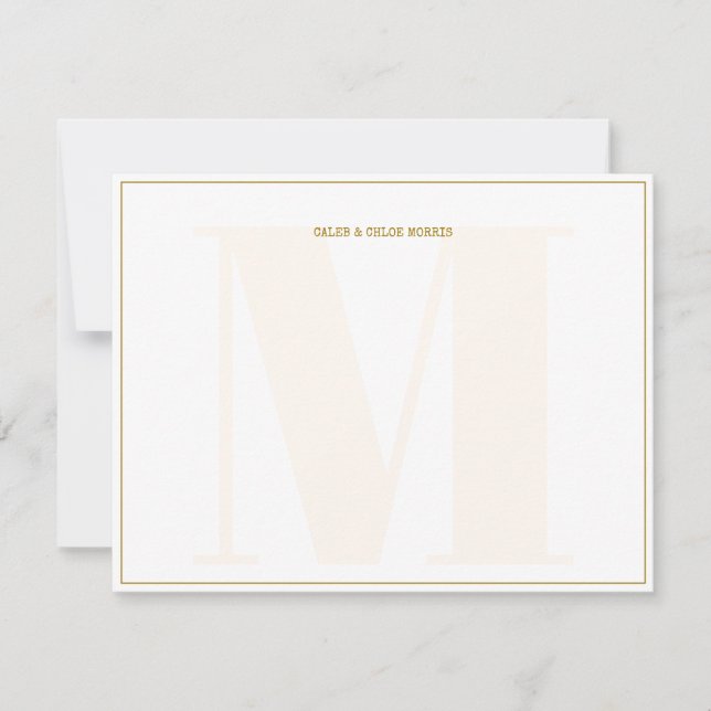 Gold Monogram Typewriter Couple Wedding Custom Card (Front)