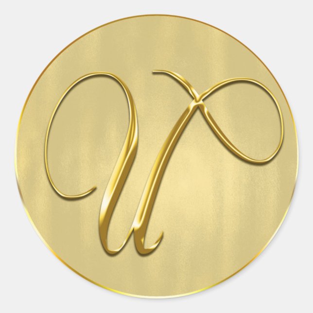 Gold Monogram U Seal Wedding Invitation Holiday (Front)