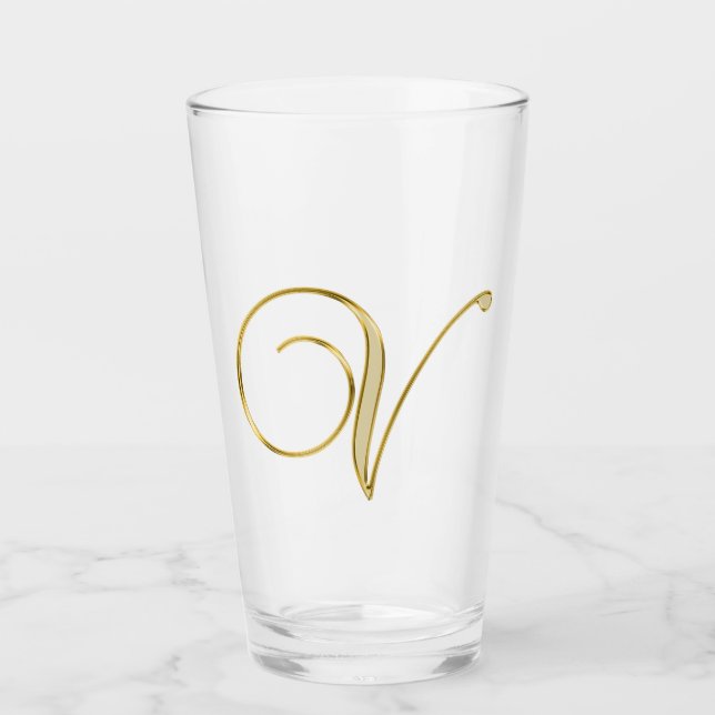 Gold Monogram V Glass (Front)