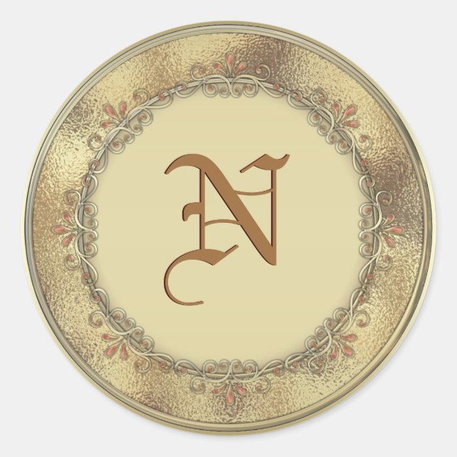 Gold Monogram Wedding Favour Envelope Seals (Front)