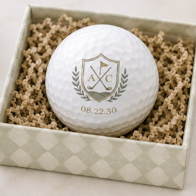 Gold Monogram Wedding Golf Crest Balls (Creator Uploaded)