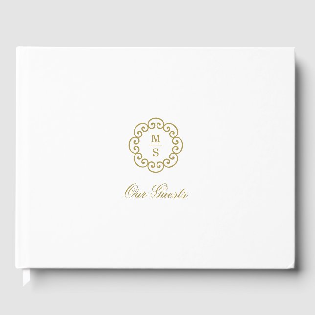 Gold Monogram Wedding Guest Book (Front)