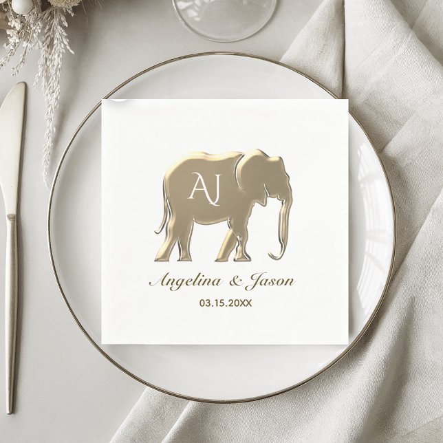 Gold Monogram Wedding Napkin (Creator Uploaded)