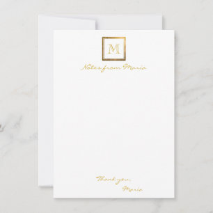 Gold Monogram White Personalised Note Cards