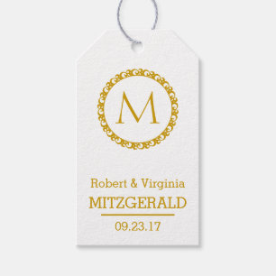 Gold Monogram Wreath Tags 50th Anniversary Favou