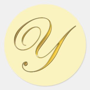 Gold Monogram Y Envelope Seal Label Sticker