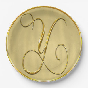 Gold Monogram Y Wedding Custom Monograms Weddings Paper Plate