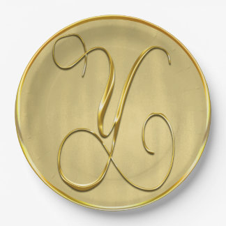 Gold Monogram Y Wedding Custom Monograms Weddings Paper Plate