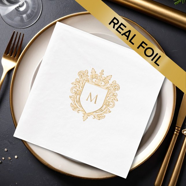 Gold Monogrammed Family Crest Foil Napkin (Creator Uploaded)
