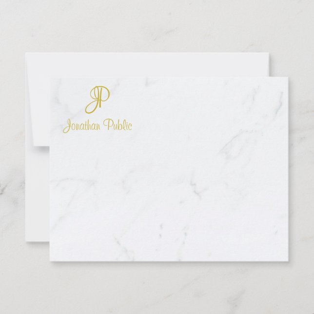 Gold Monogrammed Hand Script Marble Template (Front)