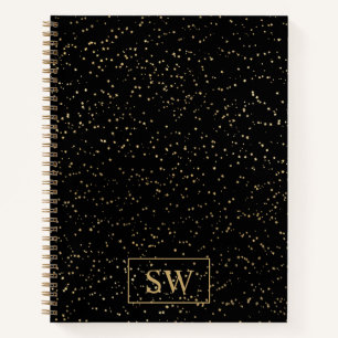 Gold Monogrammed Notebook with Tiny Gold Stars