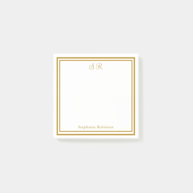 Gold Monogrammed  Post-it Notes (Front)