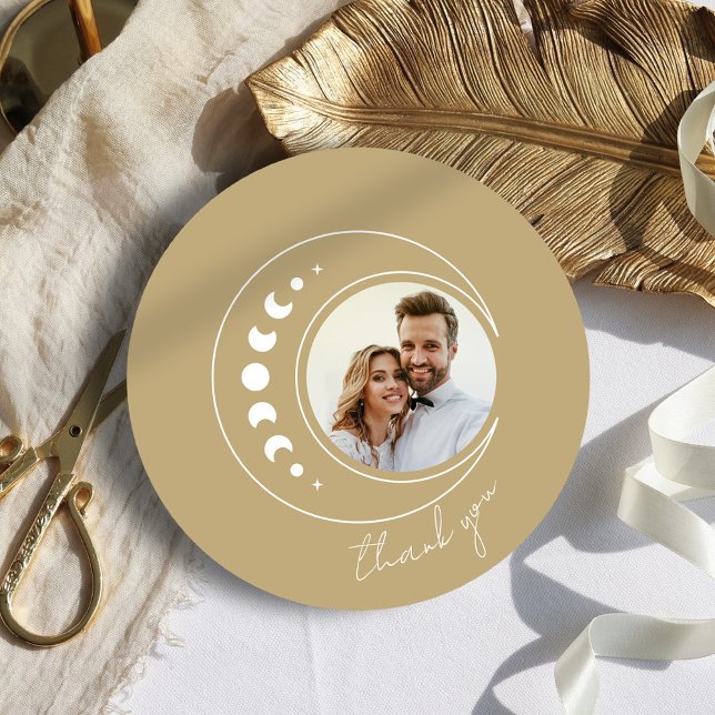 Gold Monogran Wedding Round Thank You Card (Creator Uploaded)