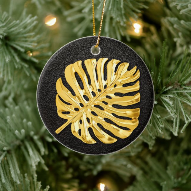 Gold Monstera Ceramic Tree Decoration (Tree)