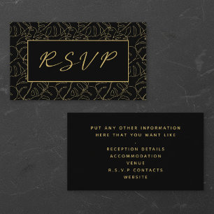Gold monstera leaf, rsvp wedding enclosure  card