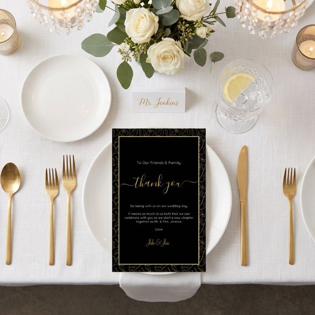 Gold monstera leaf Wedding thank you Table Card (Gold monstera leaf Wedding thank you Table Card.)