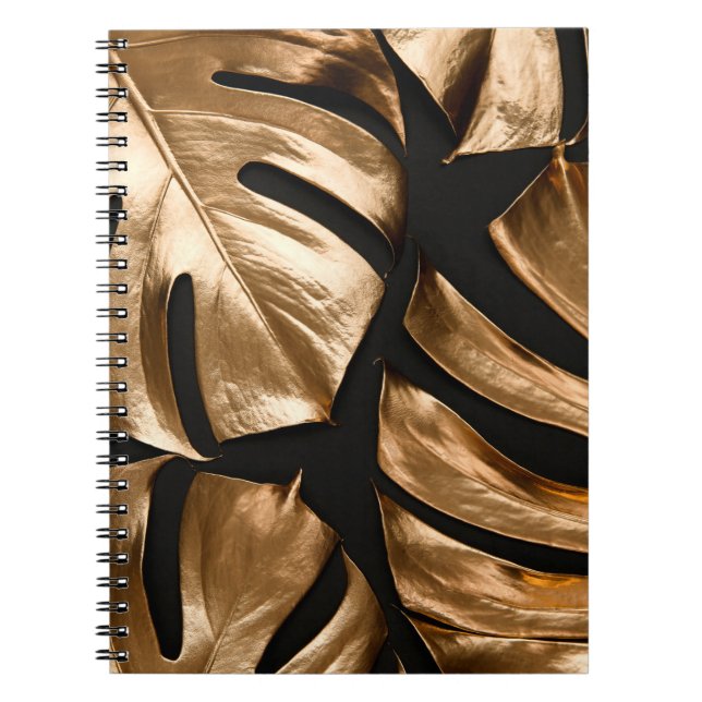 Gold monstera leaves pattern notebook (Front)