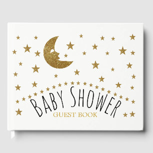 Gold Moon and Stars Baby Shower Guest Book