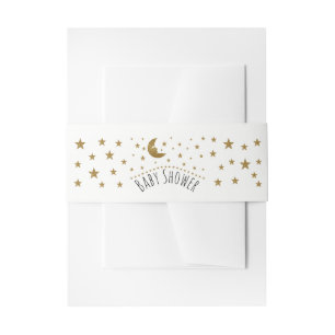 Gold Moon and Stars Baby Shower Invitation Belly Band