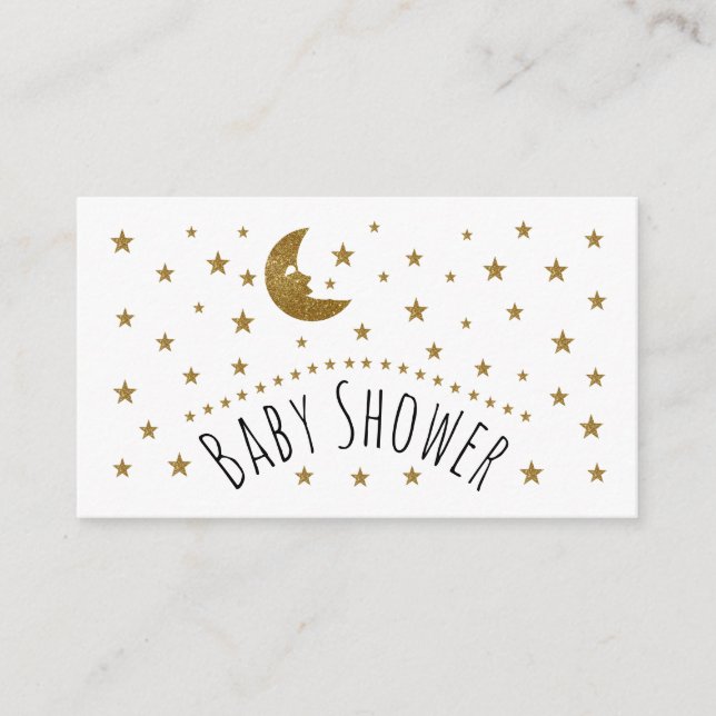 Gold Moon and Stars Baby Shower Ticket Invitation (Front)