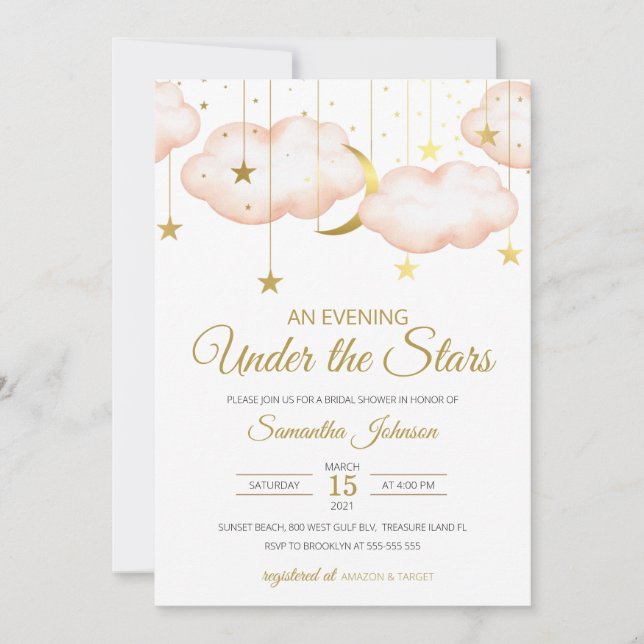 Gold Moon and Stars Bridal Shower Invite (Front)