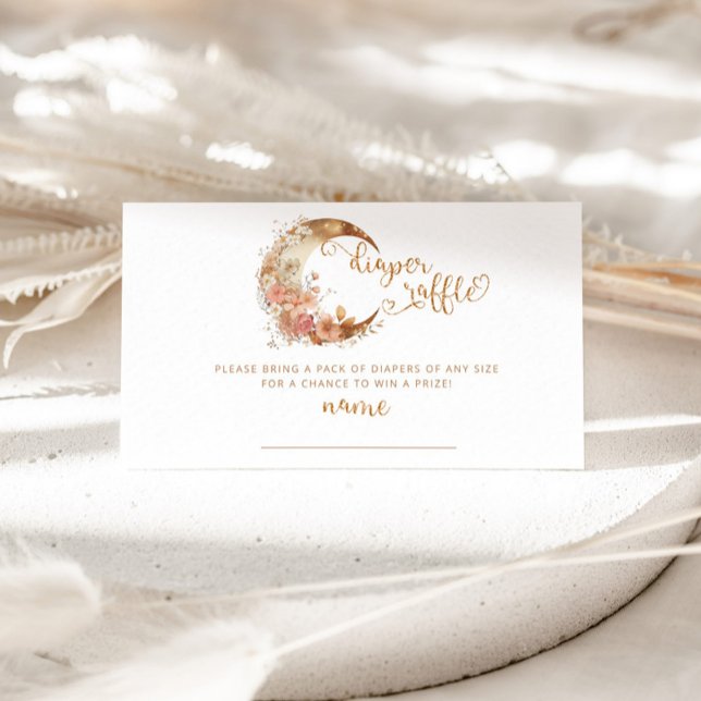 Gold moon floral diaper raffle ticket enclosure card (Creator Uploaded)