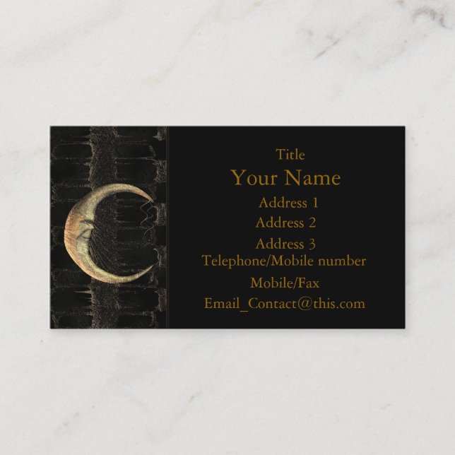 Gold Moon Grunge Business Card (Front)