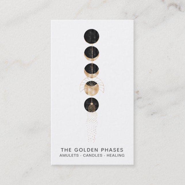 *~*  Gold  Moon Phases Glitter Cosmic Universe Business Card (Front)