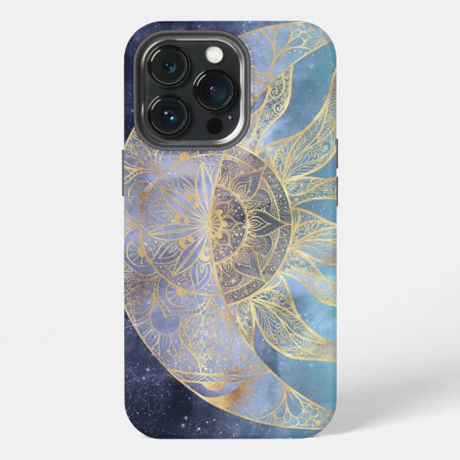 Gold Moon Sun Mandala Celestial Design iPhone Case (Back)