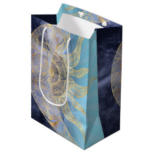 Gold Moon Sun Mandala Celestial Design Medium Gift Bag