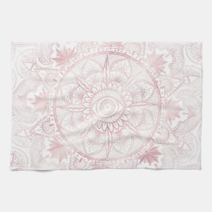 Gold Moon Sun Mandala Celestial Design Tea Towel