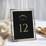 Gold Moon Wedding Table Number<br><div class="desc">Guide your guests with the "Gold Moon Wedding Table Numbers, " against a striking black background. Moon phases subtly integrated into the design symbolise the progression of tables,  creating a celestial journey for your guests.</div>