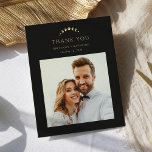 Gold Moon Wedding Thank You Card<br><div class="desc">Express your gratitude with the captivating "Gold Moon Wedding Thank You Cards, " set against a deep and enchanting black background. The golden crescent moon and a customisable photo of the couple take centre stage, symbolising gratitude and casting a celestial glow against the midnight canvas that mirrors the magic of...</div>