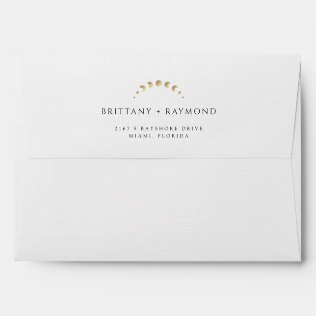 Gold Moon White Wedding Envelope (Back (Top Flap))