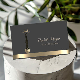 Gold Moon Women Silhouette Yoga Instructor Business Card