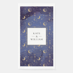 Gold Moons And Stars Celestial Mystical Wedding Napkin