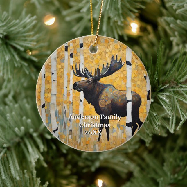 Gold Moose  Ceramic Tree Decoration (Tree)