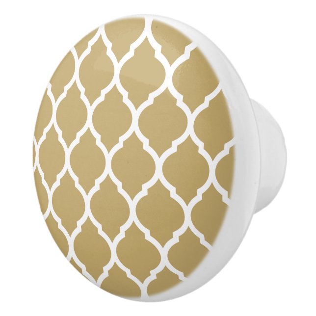 Gold Moroccan Quatrefoil Ceramic Knob (Right)